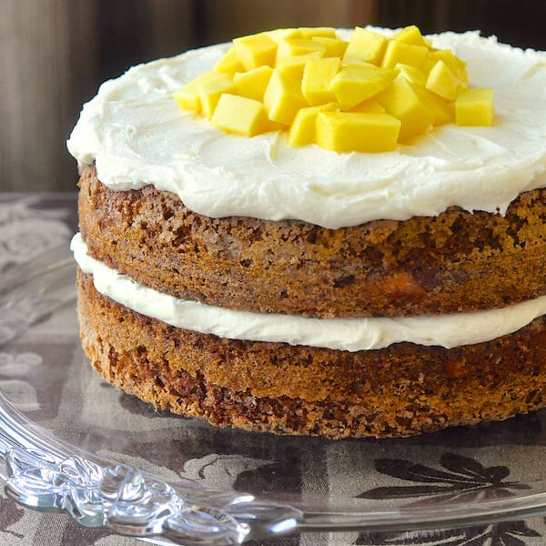 Mango Ginger Carrot Cake with Ginger Cream Cheese Frosting