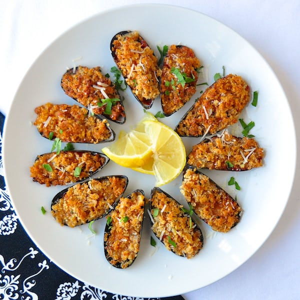 Parmesan Marinara Baked Mussels easy but impressive. Rock Recipes