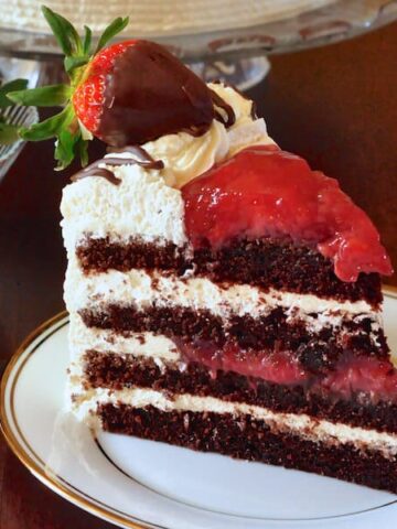 Strawberry Black Forest Cake a.k.a. Strawberry Screech Cake with rum!