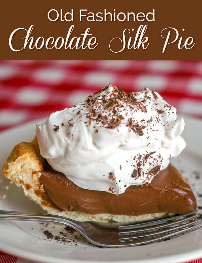 Chocolate Silk Pie image with title text graphic