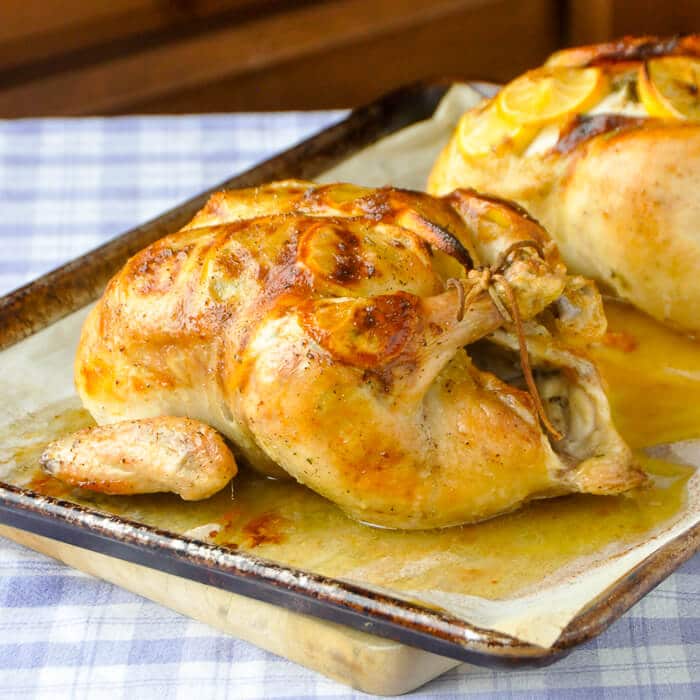 Lemon Garlic Roast Chicken with Sage