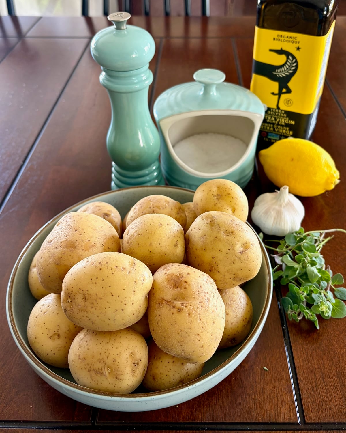 photo of the very simple ingredients for Lemon Oregano Oven Potatoes