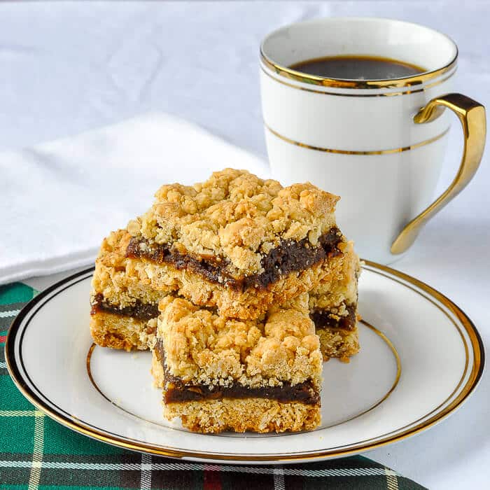 The Best Newfoundland Date Crumbles Recipe image with coffee