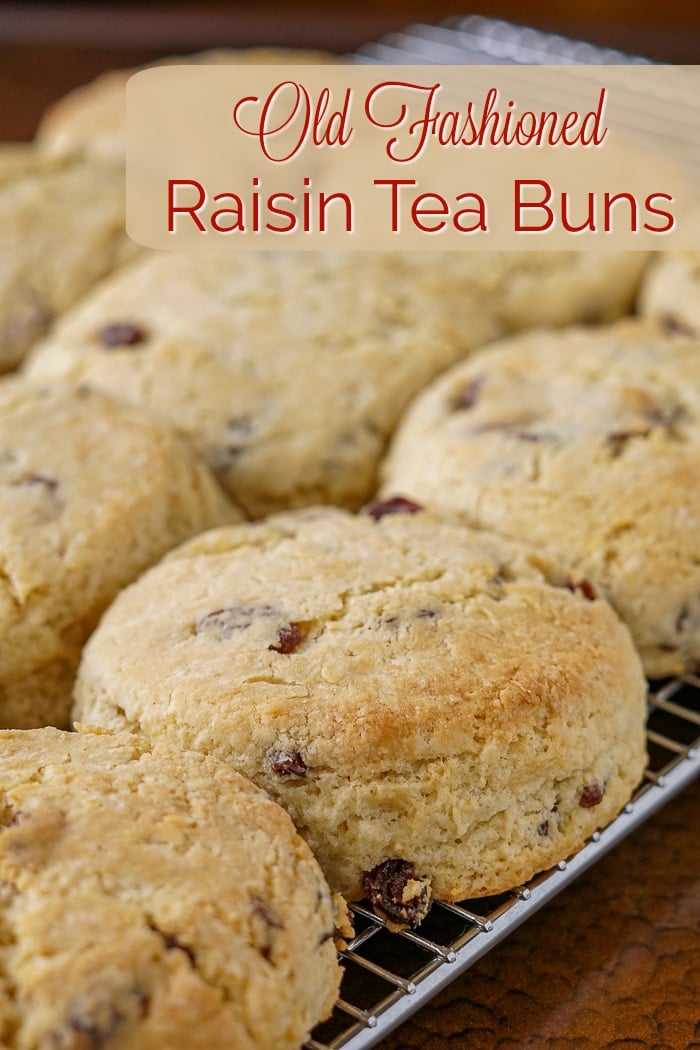 Newfoundland Raisin Buns image with title text for Pinterest