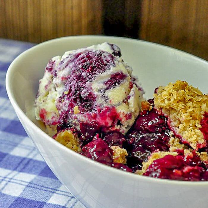 Blueberry Ripple Ice Cream on Bumbleberry Crumble