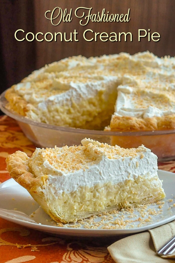 Coconut Cream Pie Image with title text for Pinterest