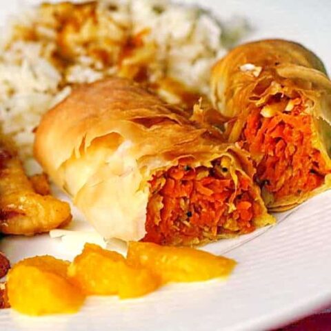 Baked Ginger Carrot and Parsnip Spring Rolls