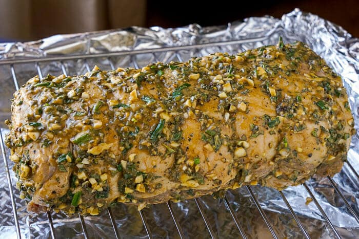 Herb Crusted Pork Loin ready for the oven