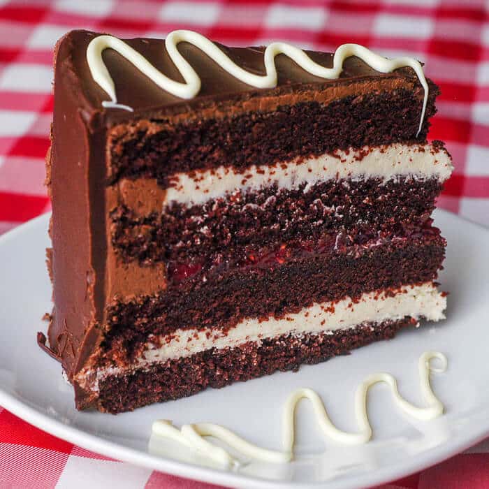 Raspberry White Chocolate Truffle Tuxedo Cake