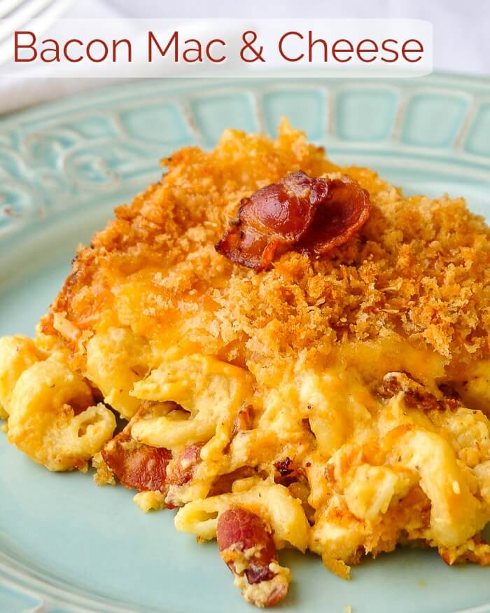 Bacon Macaroni and Cheese image with title text