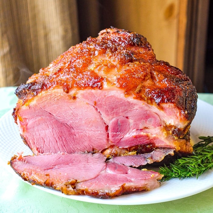Dijon and Brown Sugar Glazed Ham square cropped featured image.