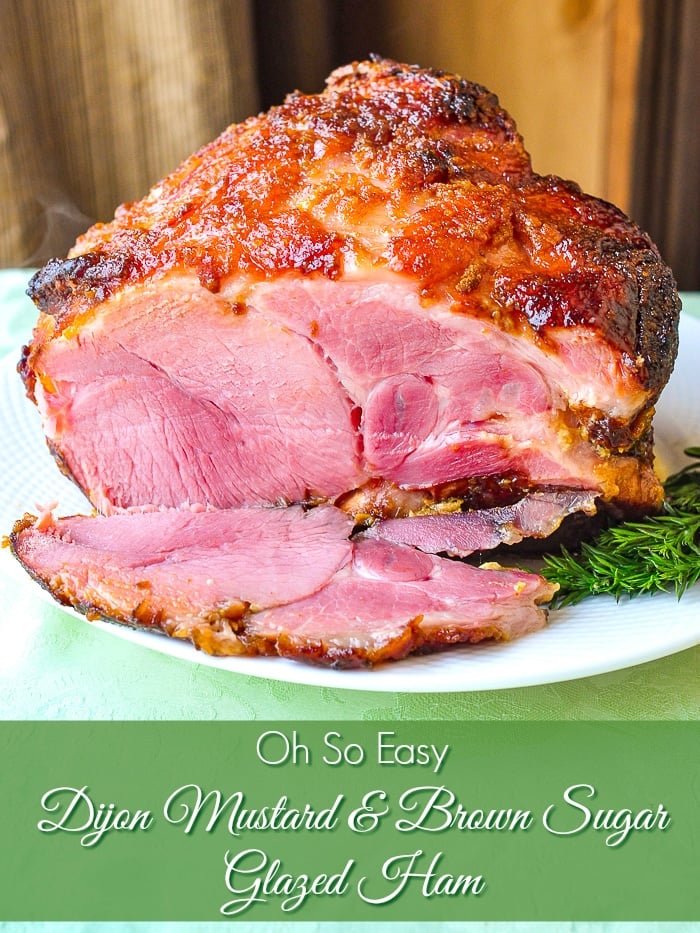 Oh So Easy Dijon Mustard and Brown Sugar Glazed Ham photo of entire ham being sliced