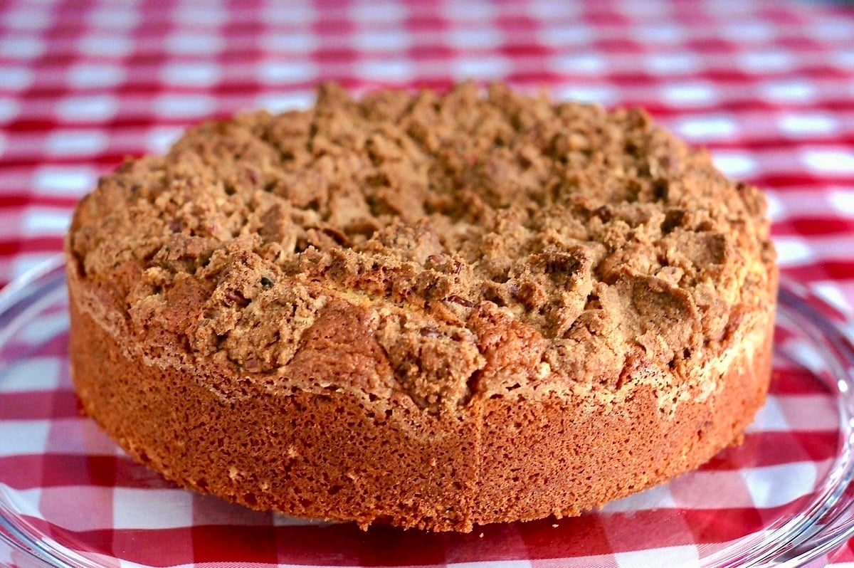 Pecan Streusel Coffee Cake photo of completed cake before adding the glaze