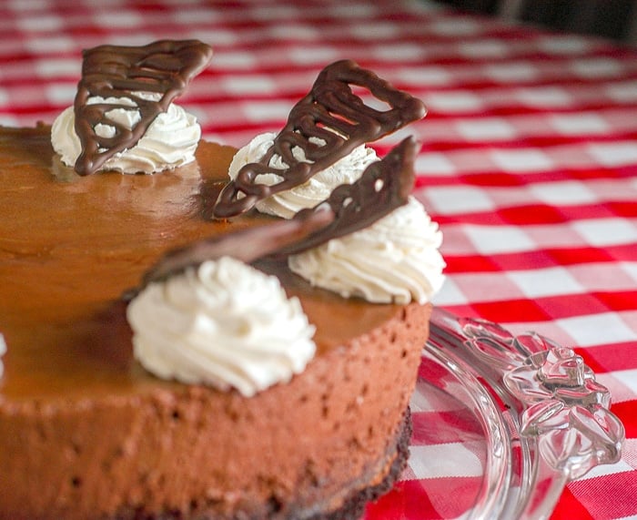 Ragged Rock Chocolate Rum Mousse Cake close up of garnish detail on finished cake