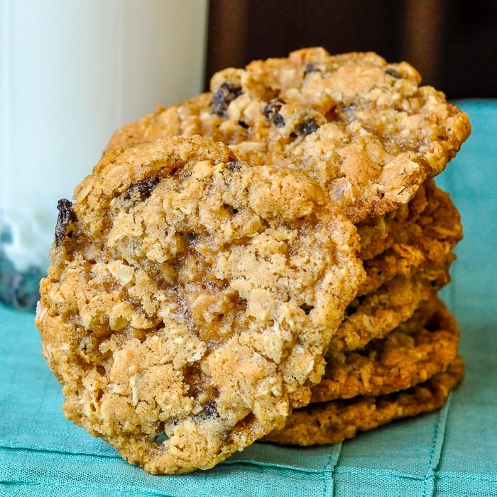 The Best Chewy Oatmeal Cookies close up square cropped feature image