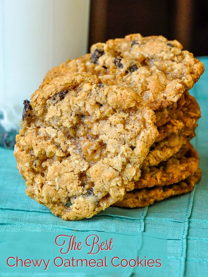 The Best Chewy Oatmeal Cookies photo with title text for Pinterest