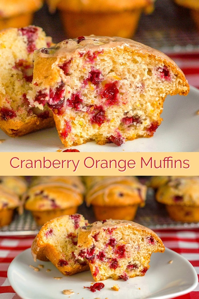 Cranberry Orange Muffins photo with title text for Pinterest