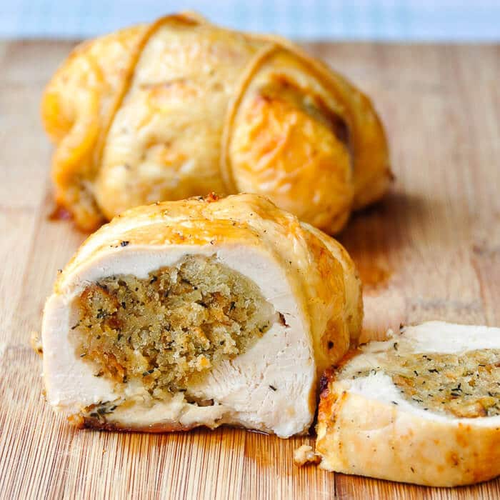 Newfoundland Dressing stuffed chicken breasts