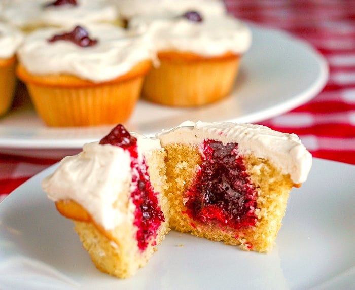 Vanilla Buttercream Cupcakes on a white platter