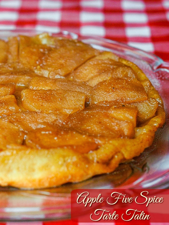 Apple Five Spice Tarte Tatin photo with title text added for Pinterest