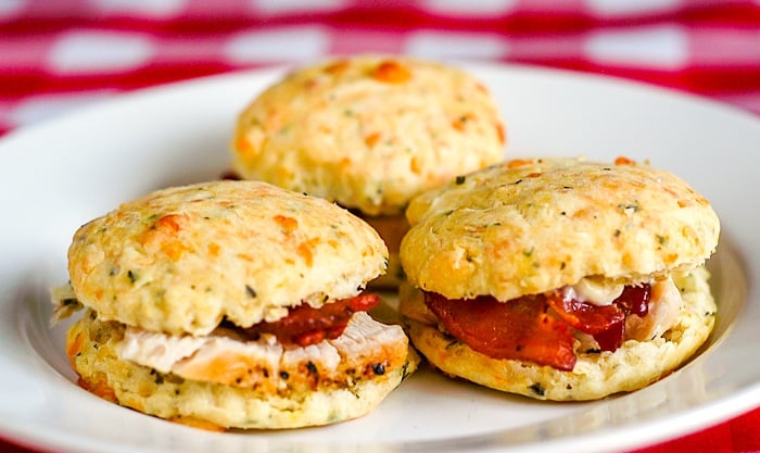 Cheese Garlic and Herb Scone Club Sandwiches