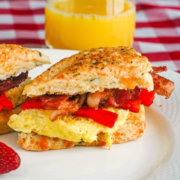 Cheese and Herb Scones Breakfast Sandwiches