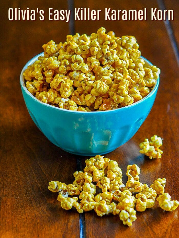 Easy Caramel Popcorn image with title text