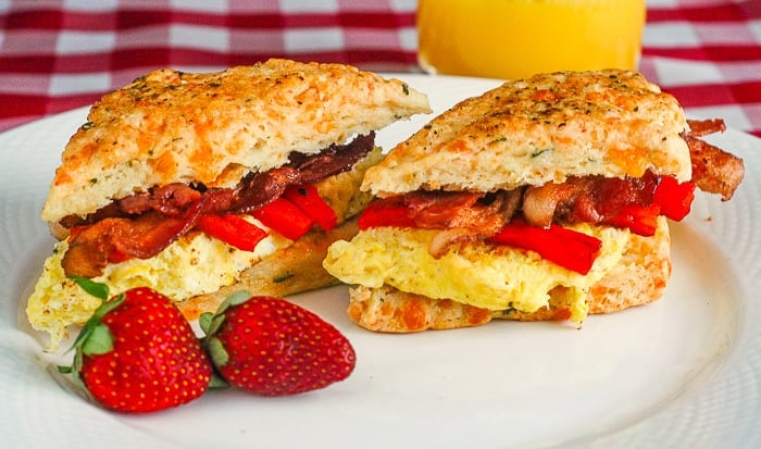 Two Cheese and Herb Scones Breakfast Sandwiches