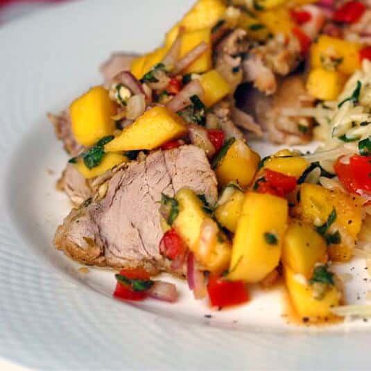 Lime Cumin Pork with Mango Salsa