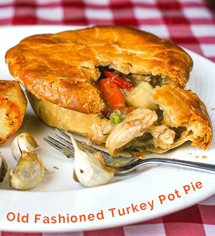 Turkey Pot Pie photo with title Text for Pinterest