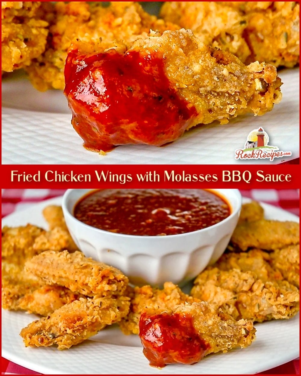 Fried Chicken Wings Image collage for social media posts.