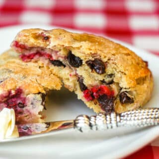 Chocolate Raspberry Scones, make any brunch special with these easy to make buttery scones.