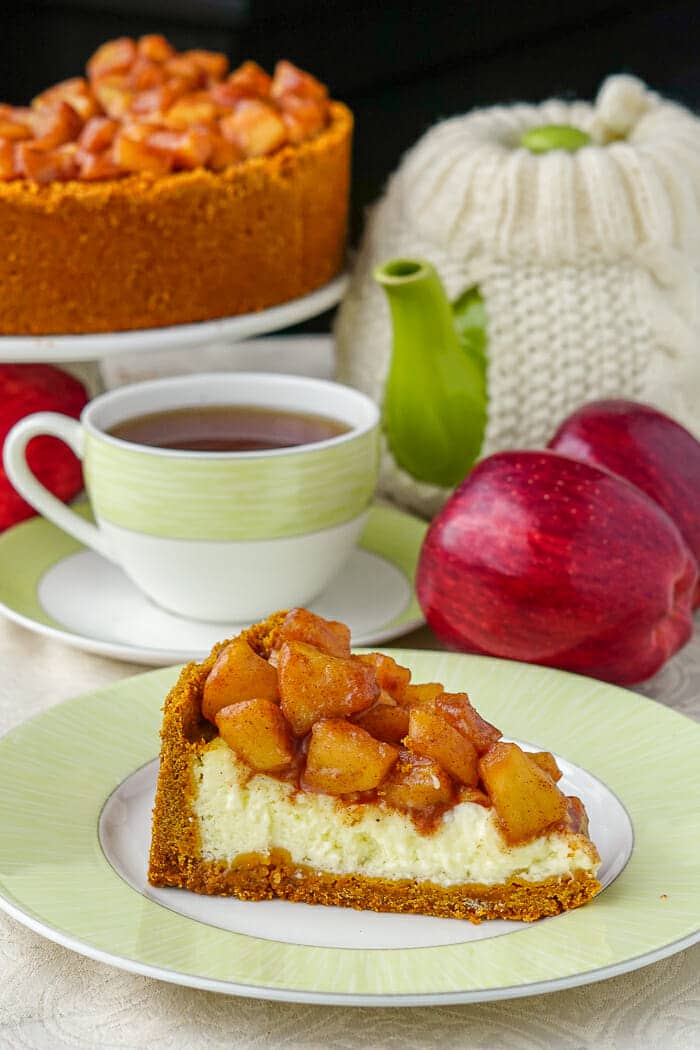 Cut slice of Sour Cream Apple Flan