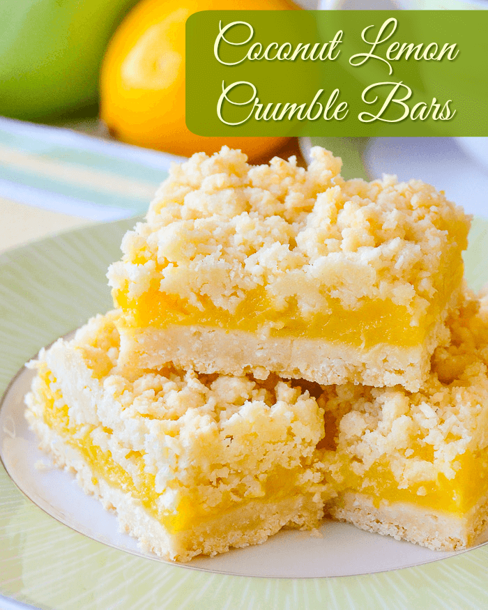 Coconut Lemon Crumble Bars, image with title text