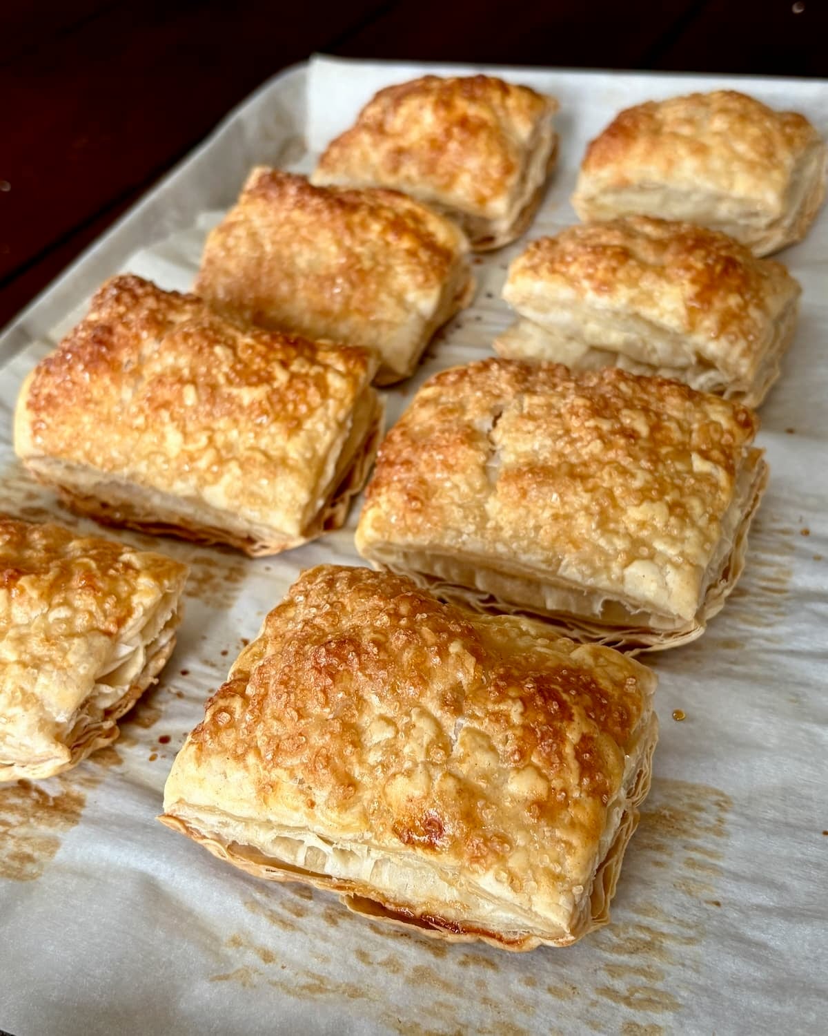 Ice Cream Sandwich Flakies photo of baked pastries cooling in a cookie sheet.