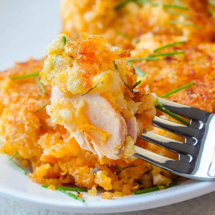 Sweet Potato Salmon Cakes covered in a crispy pankp coating.