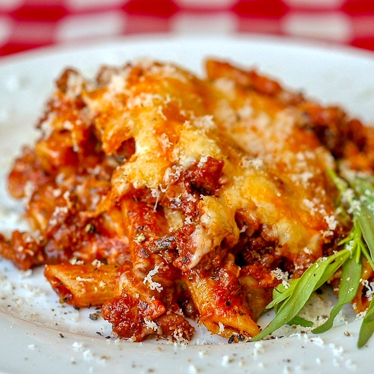 Easy Italian Sausage Baked Penne with 3 Cheeses