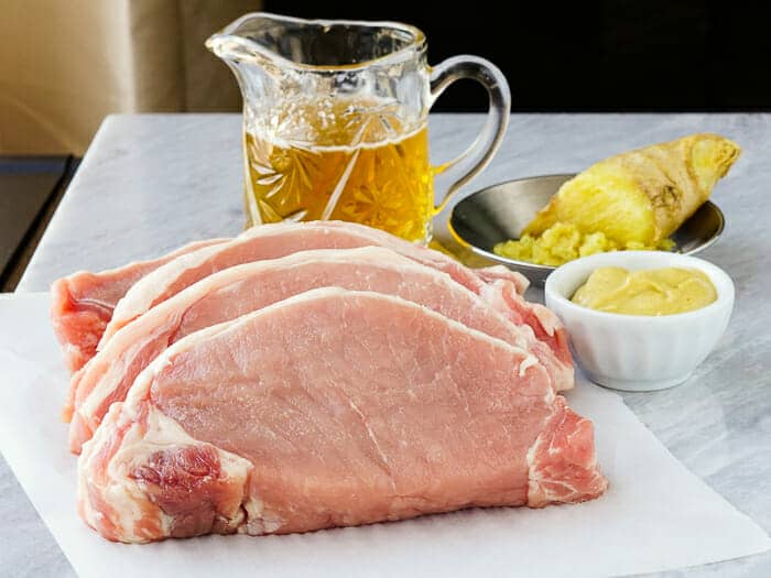 Ingredients for Honey Ginger Dijon Glazed Pork Chops