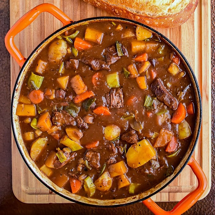 A completed pot of Irish Stew