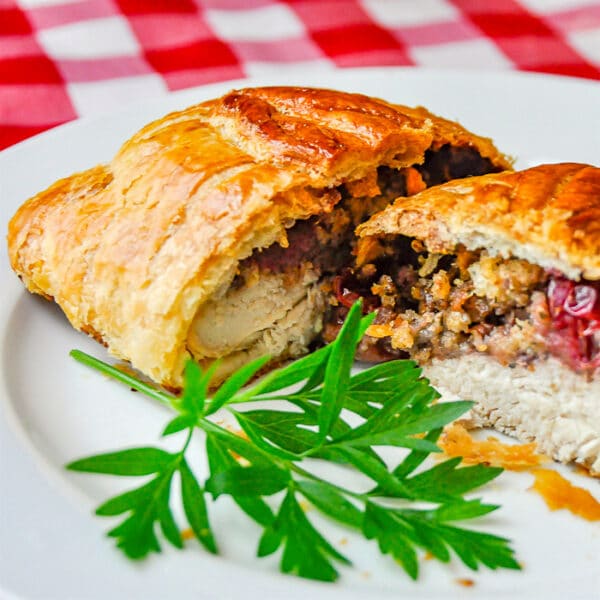 Chicken Wellington with Cranberry Pecan Stuffing. Dinner party perfect!