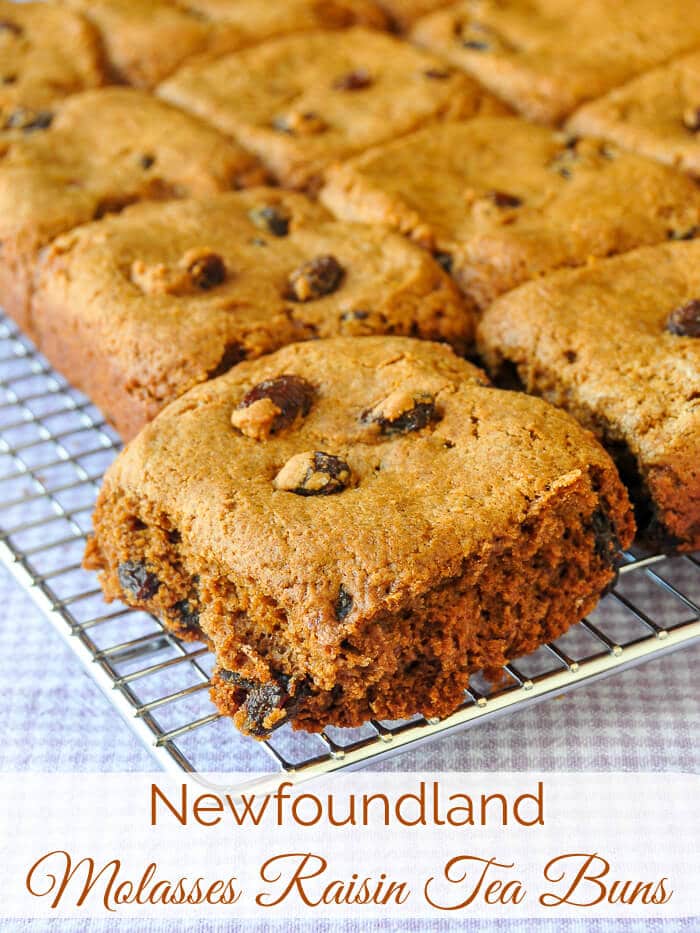 Newfoundland Molasses Raisin Tea Buns Image with title text.