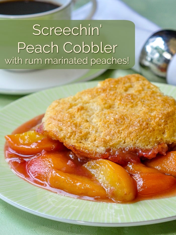 Peach Cobbler photo with title text for Pinterest