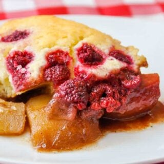 Spiced Pear Cobbler with Raspberries