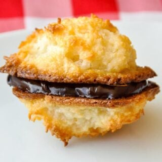 Macaroons sandwiched with chocolate ganache.