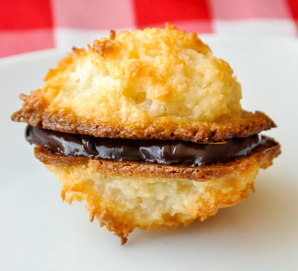 Macaroons sandwiched with chocolate ganache.