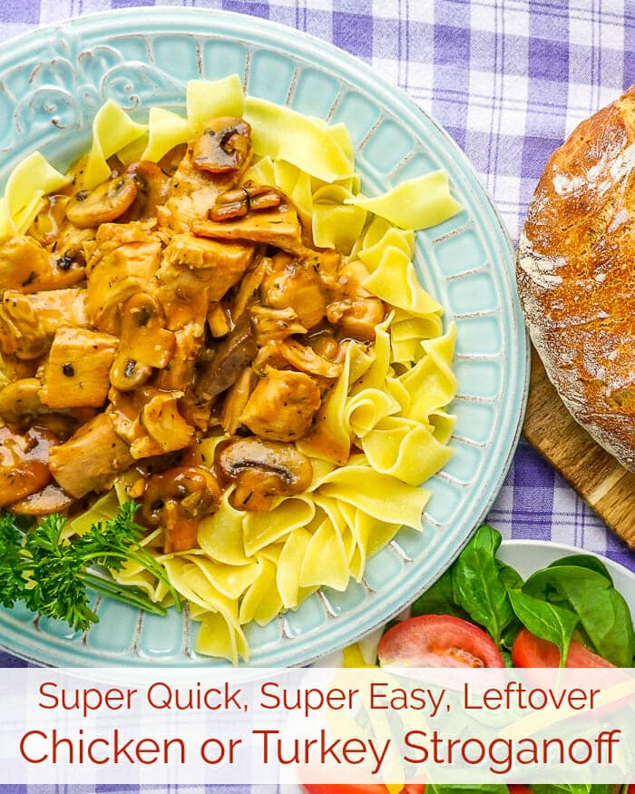 Easy Leftover Turkey Stroganoff.  One of the easiest and most delicious leftover turkey or chicken dinners we have ever featured here on Rock Recipes.