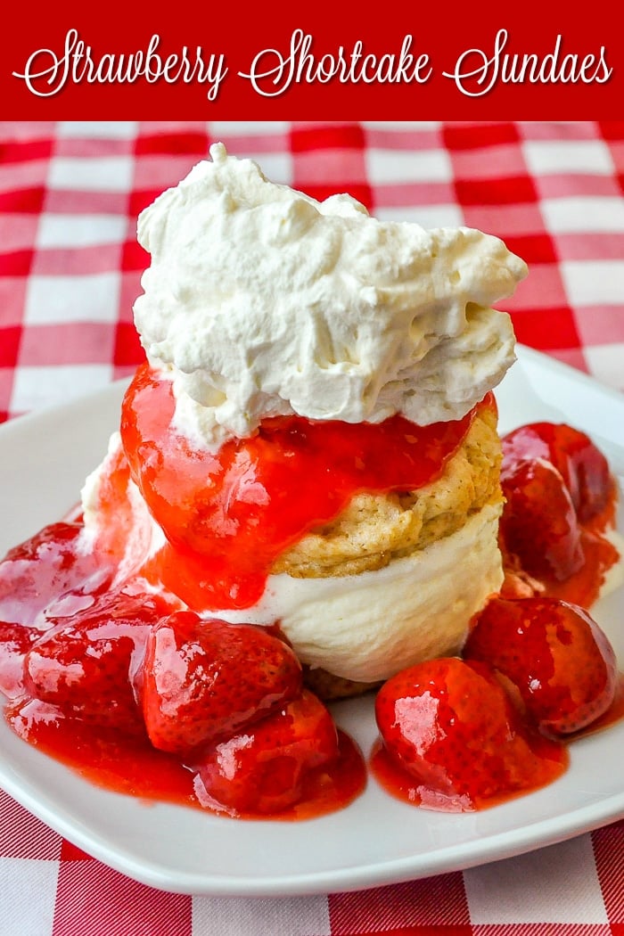 Strawberry Shortcake Sundaes image with title text for Pinterest
