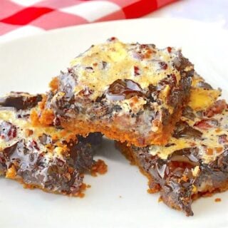 Double Chocolate Cranberry Pecan Bars close up featured image