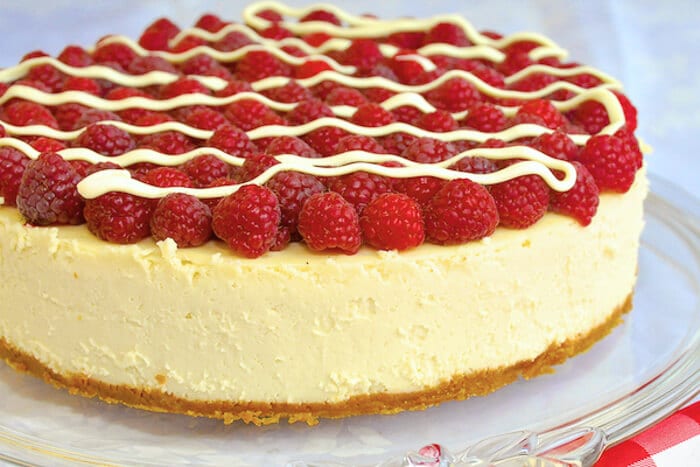 White Chocolate Cheesecake with Raspberries