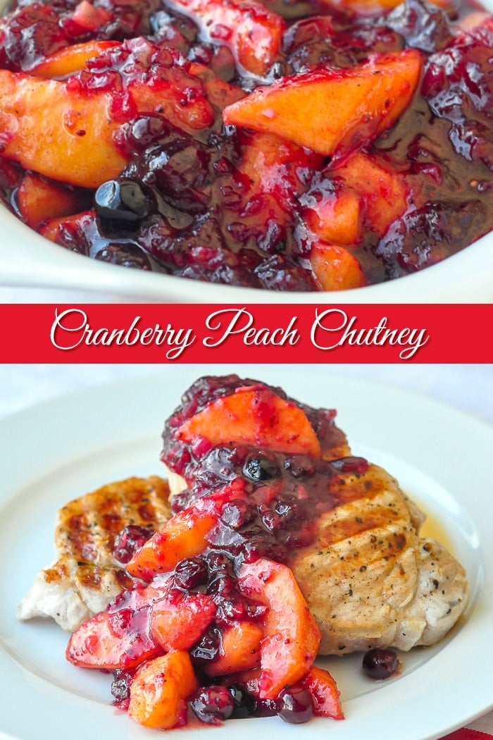 Cranberry Peach Chutney Photo collage with title text added for Pinterest